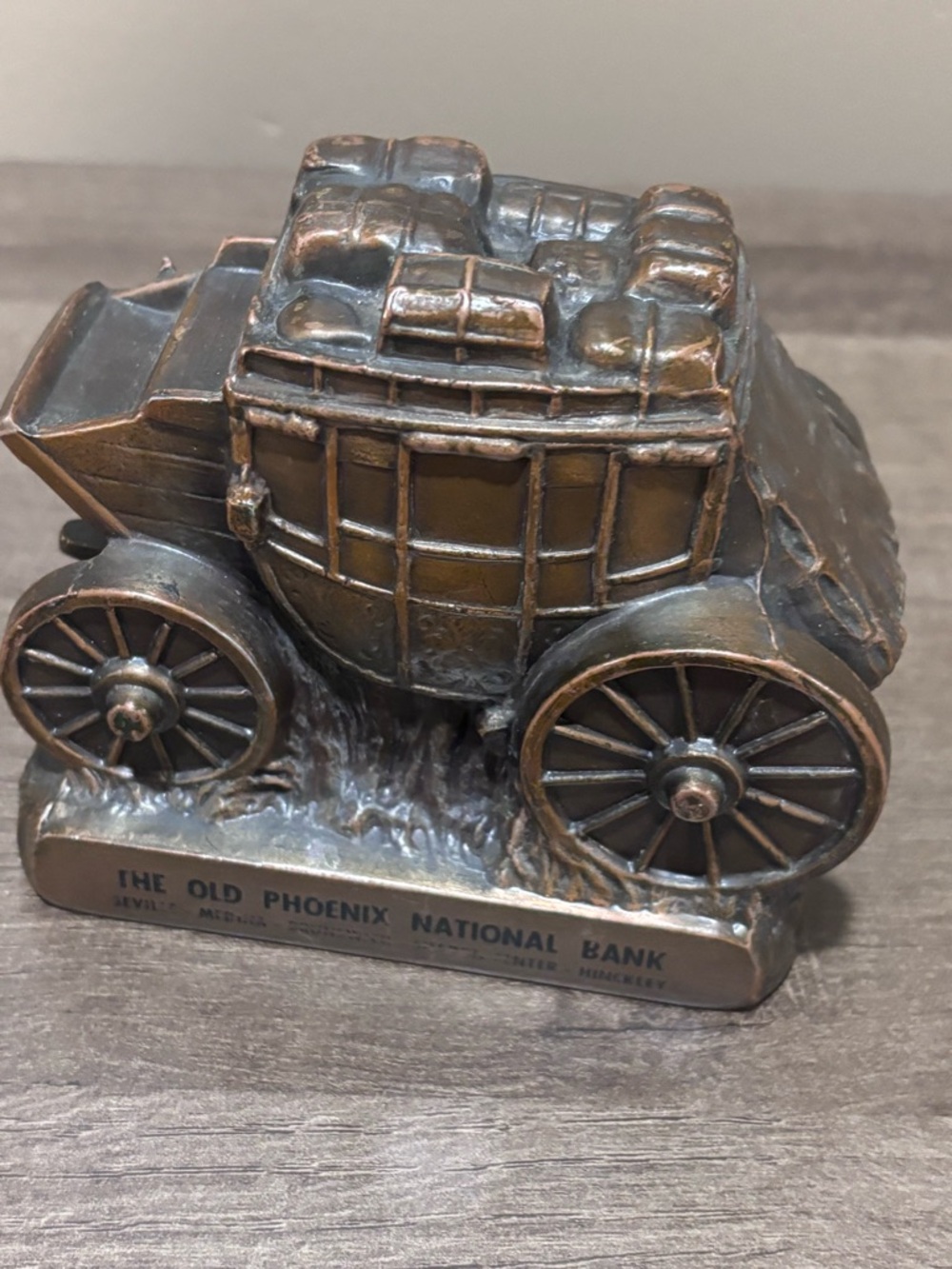 Vintage Banthrico Stagecoach Coin Bank Advertising The Old Phoenix National Bank